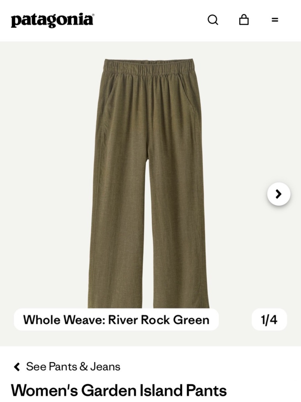 Patagonia Women's Hemp Blend Pants— Olive Green